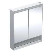 Geberit ONE - Zrcadlová skříňka s LED osvětlením, 750x900x150 mm, 2 dvířka, s nikou, hliník 505.