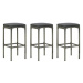 Barové stoličky s poduškami 3 ks šedé polyratan, 313444