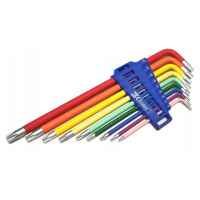 Torx klíče T10-T50 extra dlouhé, 9 ks barevné