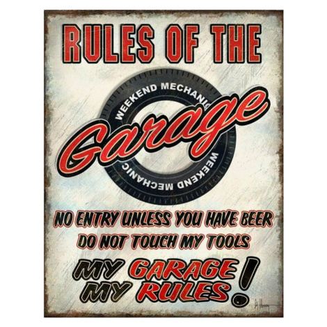 Plechová cedule Rules of the Garage, ( x  cm)