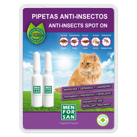 Menforsan Antiparazitní pipety proti blechám a klíšťatům pro kočky 2 x 1,5 ml