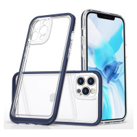 Průhledné pouzdro 3v1 pro iPhone 12 Pro Max, gelové pouzdro s rámečkem, modré