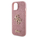 Zadní kryt Guess PU Fixed Glitter 4G Metal Logo pro Apple iPhone 15, růžová