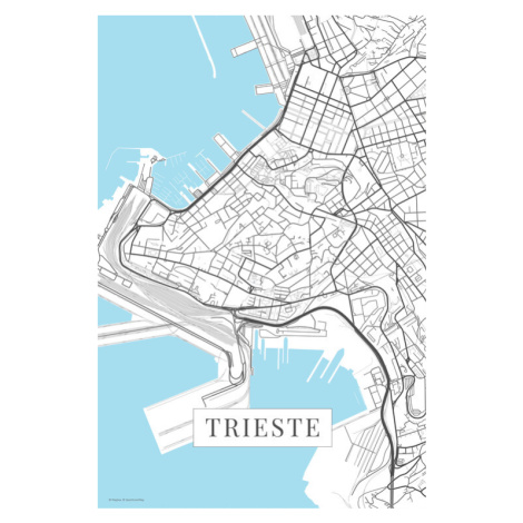 Mapa Terst white, 26.7x40 cm