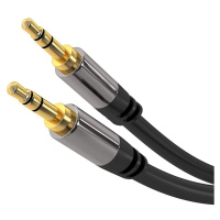 PremiumCord kabel stereo Jack 3.5mm, M/M, HQ, stíněný, 1.5m, černá - kjqmm015