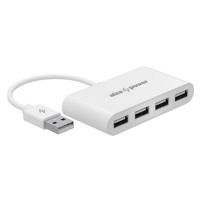 AlzaPower USB hub USB-A (M) na 4× USB-A 2.0 (F) bílý