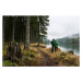 Fotografie Couple looks out over a misty lake in a forest., Tegra Stone Nuess, 40 × 26.7 cm