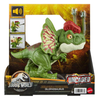 Mattel jurský svět vystřelující dilophosaurus se zvuky, hnt65/hnt66