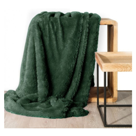 Jednobarevná chlupatá deka zelené barvy
