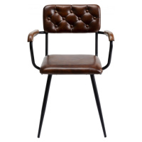 KARE Design Kožená jídelní židle s područkami Salsa - hnědá
