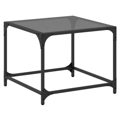 vidaXL Konferenční stolek černá skleněná deska 50 x 50 x 40 cm ocel