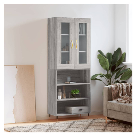 vidaXL Skříň highboard šedá sonoma 69,5 x 34 x 180 cm kompozitní dřevo