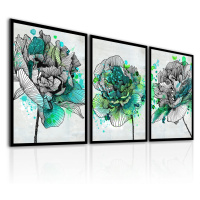 Obraz na plátně ROSE set 3 kusy různé rozměry Ludesign ludesign obrazy: 3x 40x50 cm