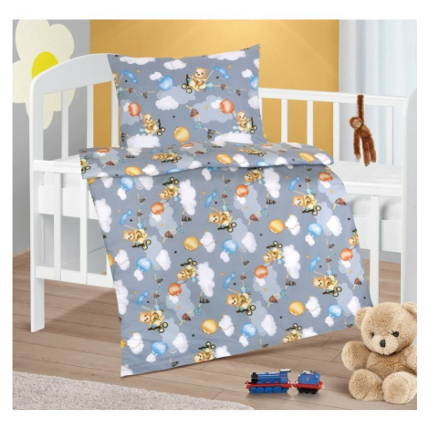 Bellatex Dětské bavlněné povlečení do postýlky Agáta Medvídek šedá