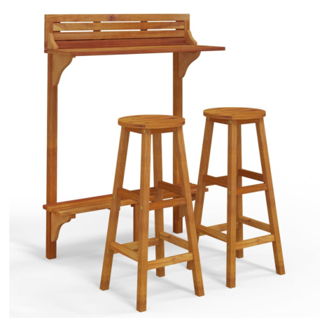 vidaXL 3dílný balkonový barový set masivní akáciové dřevo