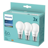 LED žárovky E27 Philips A60 8W (60W) studená bílá (6500K) 3ks