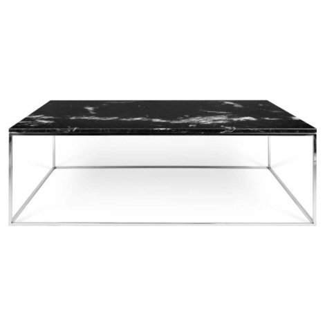 Černý mramorový konferenční stolek s chromovými nohami TemaHome Gleam, 75 x 120 cm