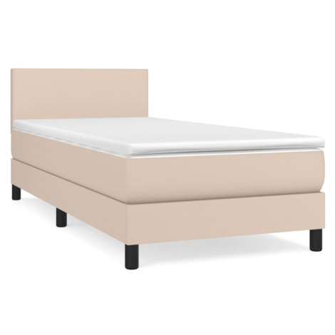 vidaXL Box spring postel s matrací cappuccino 90x200 cm umělá kůže