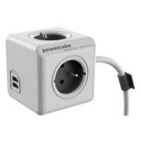 Síťový kabel 230V prodlužovací, CEE7 (vidlice) - POWERCUBE, 3m, EXTENDED USB, šedý, POWERCUBE, 4