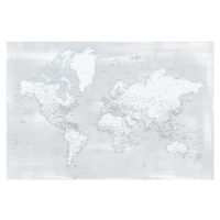 Mapa Rustic distressed detailed world map in cold neutrals, Blursbyai, 40 × 26.7 cm