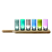 LSA Paddle dřevěný tác se skleničkami na destilát, různobarevné, 6 ks