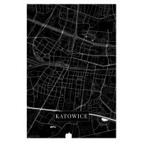 Mapa Katovice black, (26.7 x 40 cm)