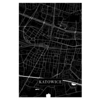 Mapa Katovice black, 26.7 × 40 cm