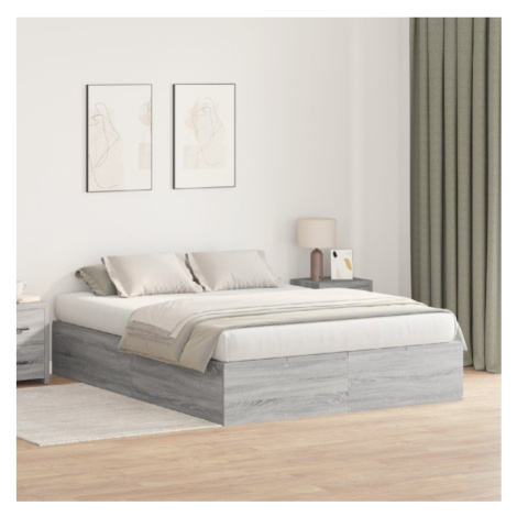 vidaXL Rám postele s úložným prostorem Šedá Sonoma 150 x 200 cm