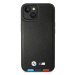 BMW BMHMP14S22PTDK hard silikonové pouzdro iPhone 14 6.1" black Leather Stamp Tricolor MagSafe
