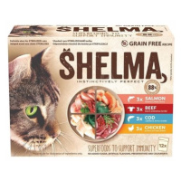 Shelma kočka kuřecí hovězí losos a treska 12 ks 85 g