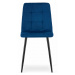 Modrá sametová židle KARA  s černými nohami