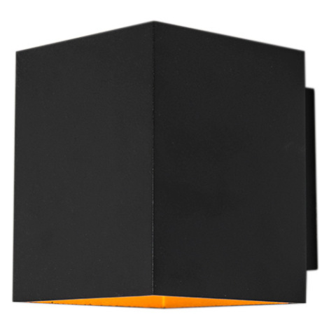 Designové nástěnné svítidlo černo-zlaté čtvercové - Sola QAZQA