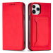 Magnet Card Case elegantní knížkové pouzdro s venkovní kapsou na iPhone 14 6.1" Red