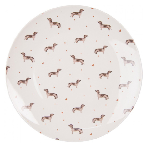 Porcelánový jídelní talíř s jezevčíky Dachshund Love – 26x2 cm Clayre & Eef