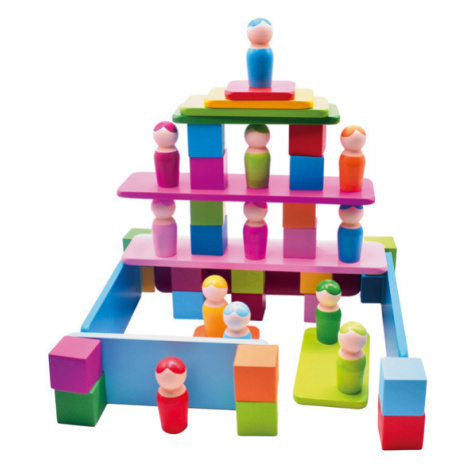 Playtive Dřevěná výuková hra Montessori, velká (stavební kostky 4 elementy)