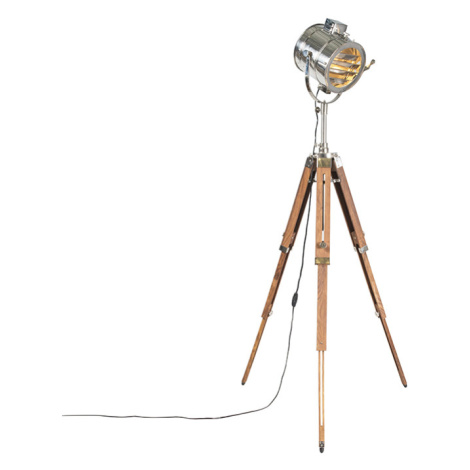 Stojací lampa na dřevo se studiovým bodem - Tripod Radiant QAZQA