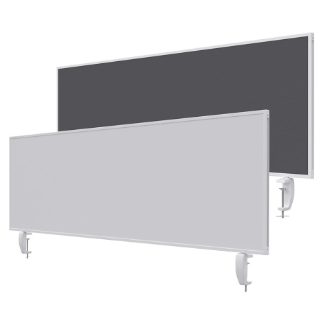 magnetoplan Dělicí stěna na stůl VarioPin, bílá tabule/plsť, šířka 1600 mm, šedá