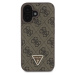 Guess PU 4G Strass Triangle Metal Logo kryt pro iPhone 16 hnědý