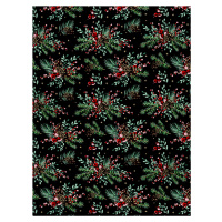 Vánoční deka z mikrovlákna JINGLE černá 150x200 cm