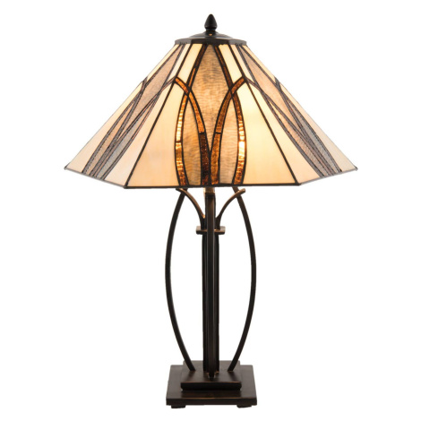 Clayre&Eef Stolní lampa 5913 s hnědým skleněným stínidlem Clayre & Eef