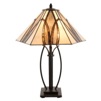 Clayre&Eef Stolní lampa 5913 s hnědým skleněným stínidlem