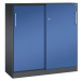 C+P Skříň s posuvnými dveřmi ASISTO, výška 1292 mm, šířka 1200 mm, černošedá/enciánová modrá