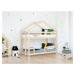 Benlemi Dřevěná patrová postel KILI ve tvaru domečku Zvolte barvu: Bílá, Zvolte šuplík: Přistýlk