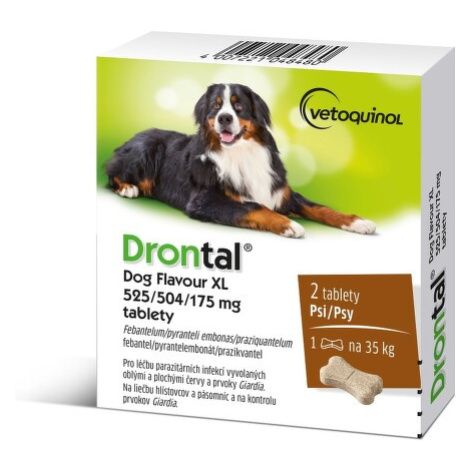 Drontal Dog Flavour XL 525/504/175mg pro psy 2 tablety