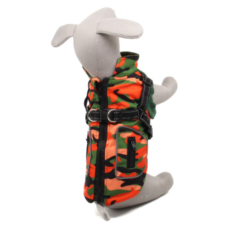 Vsepropejska Pardál zimní bunda pro psa s postrojem Barva: Oranžová, Délka zad (cm): 38, Obvod h