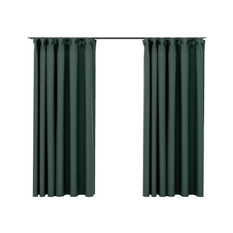 SHUMEE Zatemňovací závěsy s háčky vzhled lnu, 2 ks, 140 × 175 cm, zelené