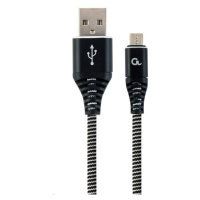 GEMBIRD Kabel USB 2.0 AM na MicroUSB (AM/BM), 2m, opletený, černo-bílý, blister, PREMIUM QUALITY