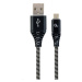 GEMBIRD Kabel USB 2.0 AM na MicroUSB (AM/BM), 2m, opletený, černo-bílý, blister, PREMIUM QUALITY