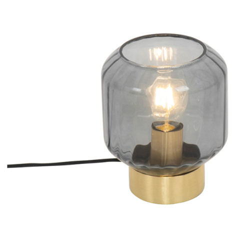 Designová stolní lampa mosaz s kouřovým sklem - Stiklo QAZQA