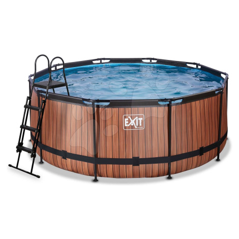 Bazén s filtrací Wood pool Exit Toys kruhový ocelová konstrukce 360*122 cm hnědý od 6 let